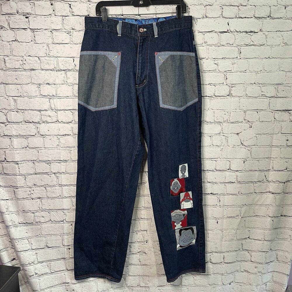 VTG 2002 FUBU Platinum Fat Albert Denim Pants Medium Wash Jeans Mens 34x34 Y2K
